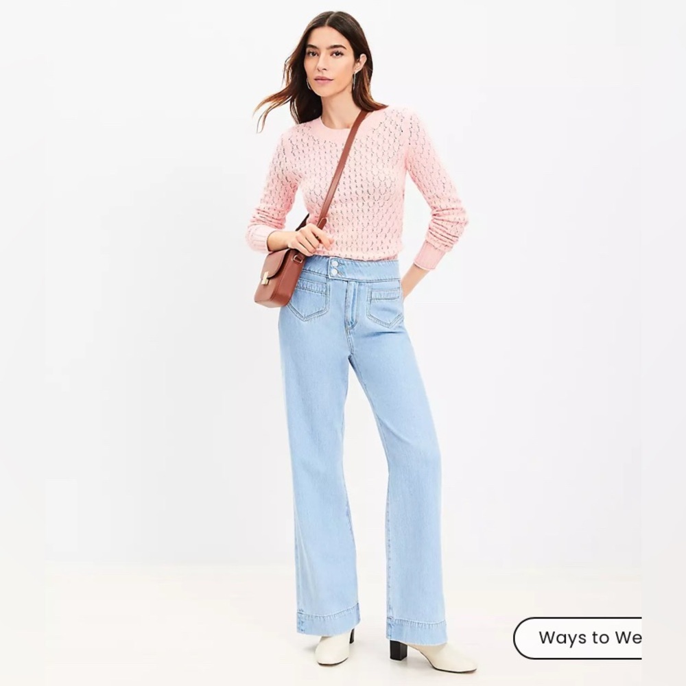 The Loft Patch Pocket High Rise Wide Leg Jeans Size 33